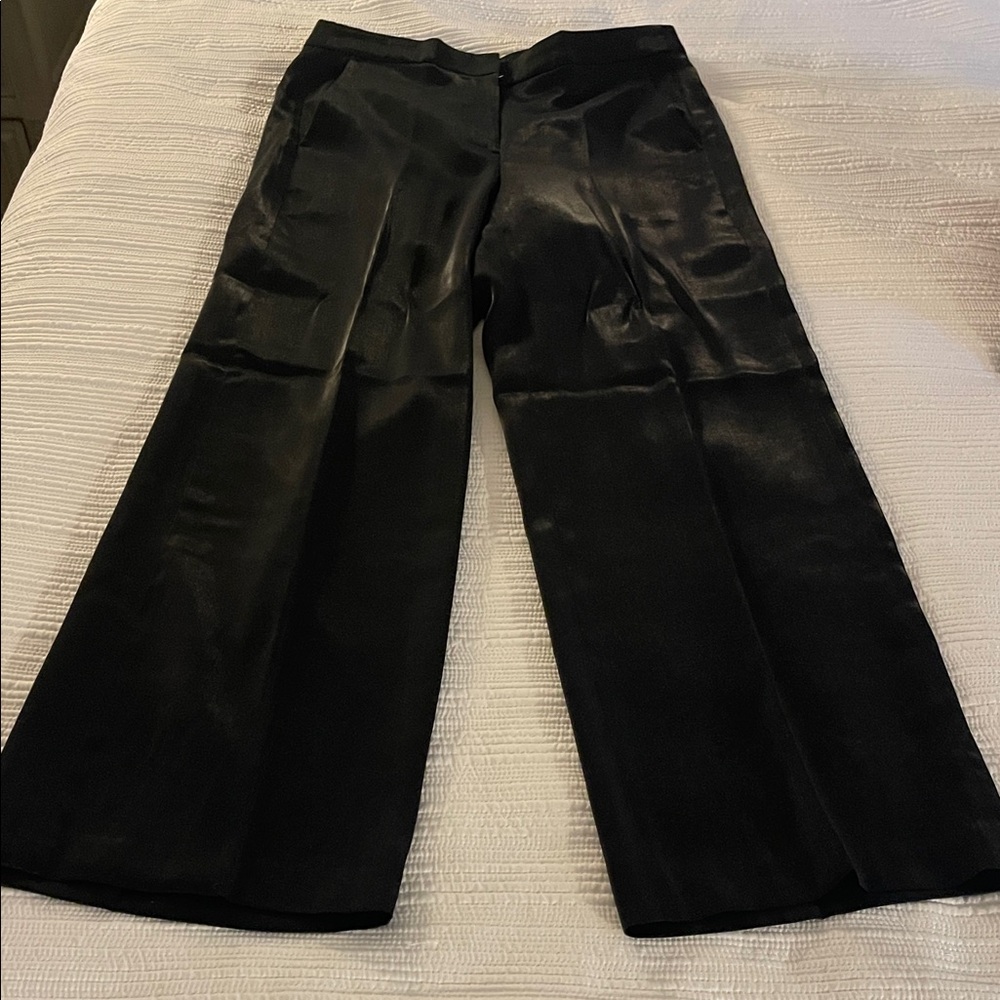 J Crew wide Black Wide-Leg shinny Pants
